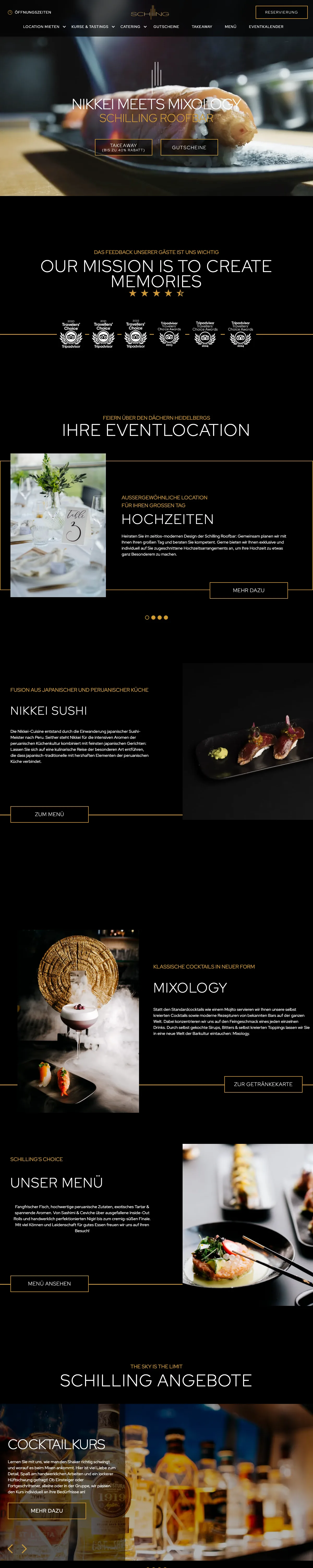Website Schilling Roofbar, Startseite